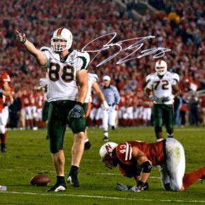 Jeremy Shockey Miami Hurricanes Autographed 8" x 10" First Down Celebration Photograph