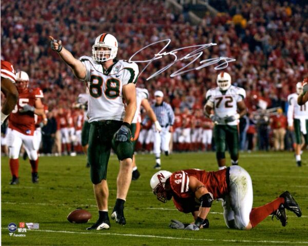 Jeremy Shockey Miami Hurricanes Autographed 8" x 10" First Down Celebration Photograph