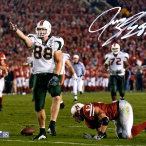 Jeremy Shockey Miami Hurricanes Autographed 8" x 10" First Down Celebration Photograph