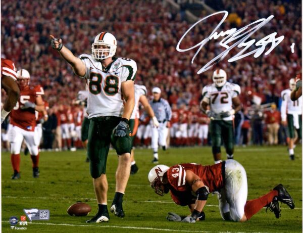 Jeremy Shockey Miami Hurricanes Autographed 8" x 10" First Down Celebration Photograph