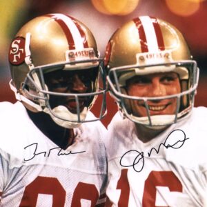 Jerry Rice & Joe Montana San Francisco 49ers Multi-Signed 16" x 20" White Jersey Close-Up Photograph