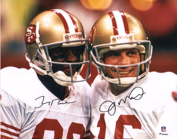 Jerry Rice & Joe Montana San Francisco 49ers Multi-Signed 16" x 20" White Jersey Close-Up Photograph