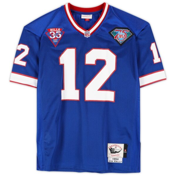 Jim Kelly Buffalo Bills Autographed Blue Mitchell & Ness 1994 Authentic Jersey - Image 2