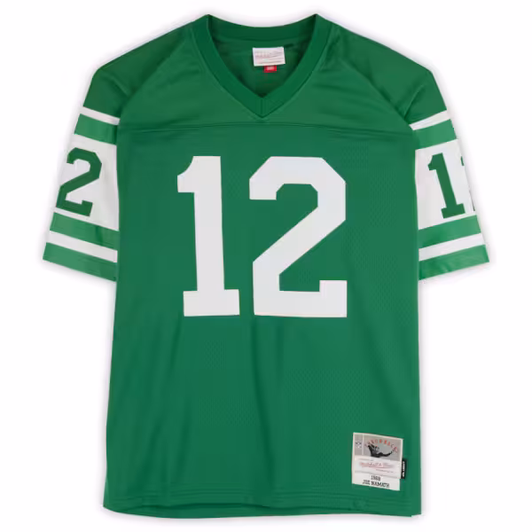Joe Namath New York Jets Autographed Green Mitchell & Ness Replica Jersey - Image 2