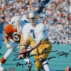 Joe Theismann Notre Dame Fighting Irish Autographed 8'' x 10'' Photograph with Play Like A Champion