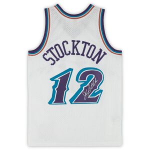 John Stockton Utah Jazz Autographed Mitchell & Ness 1996-97 White Swingman Jersey
