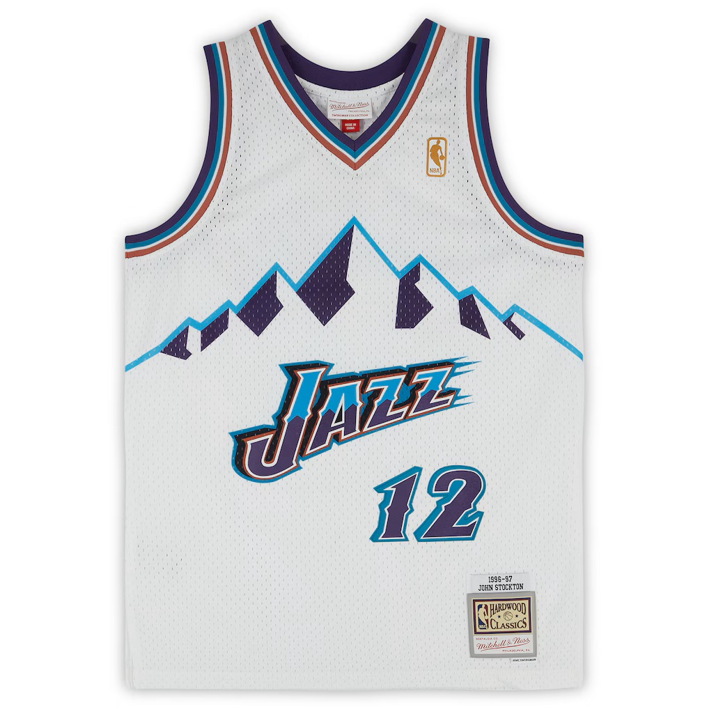 John Stockton Utah Jazz Autographed Mitchell & Ness 1996-97 White Swingman Jersey - Image 2
