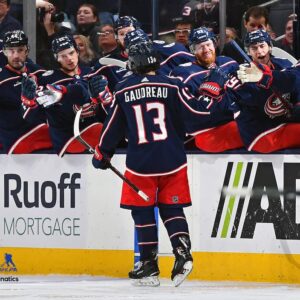 Johnny Gaudreau Columbus Blue Jackets Unsigned Celebrates a Goal Photograph