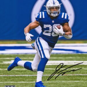 Jonathan Taylor Indianapolis Colts Autographed 8" x 10" Royal Jersey Running Photograph