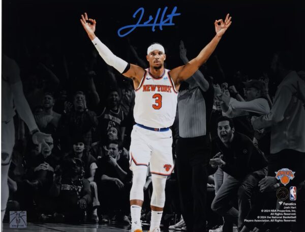 Josh Hart New York Knicks Autographed 11" x 14" 3- Point Celebration Photograph
