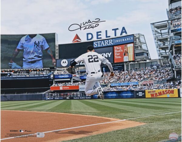Juan Soto New York Yankees Autographed 16" x 20" Jump Onto Field Photograph
