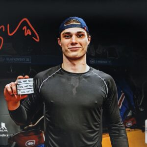 Juraj Slafkovsky Montreal Canadiens Autographed 8" x 10" First NHL Hat Trick Photograph