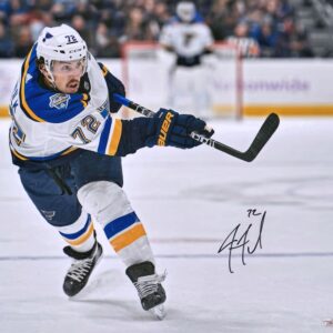 Justin Faulk St. Louis Blues Autographed 8" x 10" White Jersey Shooting Photograph