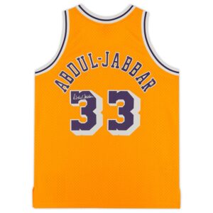 Kareem Abdul-Jabbar Los Angeles Lakers Autographed Mitchell & Ness Gold 1984-85 Swingman Jersey