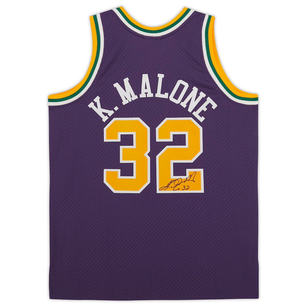 Karl Malone Utah Jazz Autographed Mitchell & Ness Purple 1991 Road Swingman Jersey with Multiple Inscriptions - Limited Edition of 10