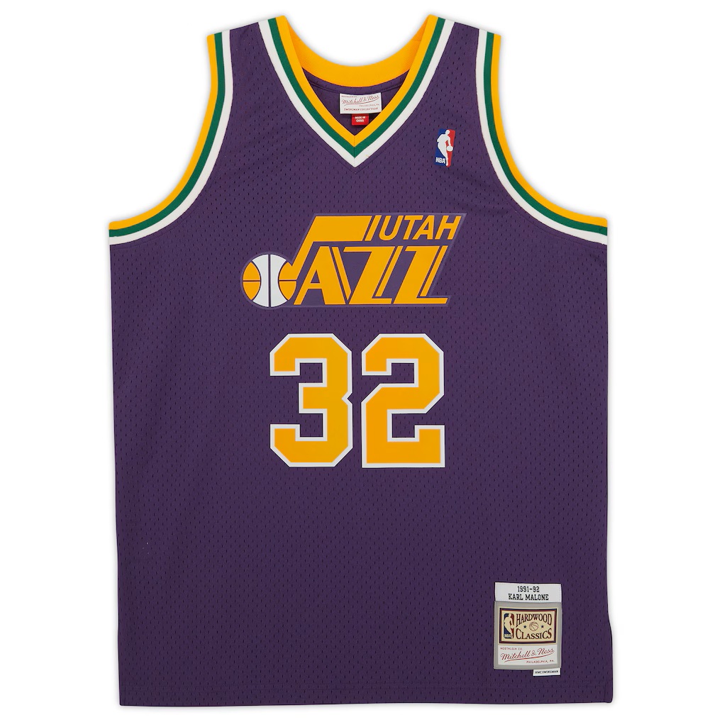 Karl Malone Utah Jazz Autographed Mitchell & Ness Purple 1991 Road Swingman Jersey with Multiple Inscriptions - Limited Edition of 10 - Image 2