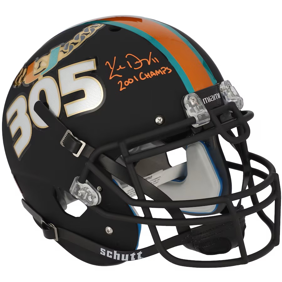 Ken Dorsey Miami Hurricanes Autographed Schutt Tradition Authentic Helmet with "2001 Champs" Inscription - Fanatics Exclusive