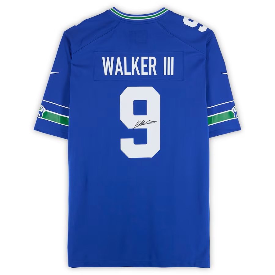 Kenneth Walker III Seattle Seahawks Autographed Royal Nike Throwback Game Jersey