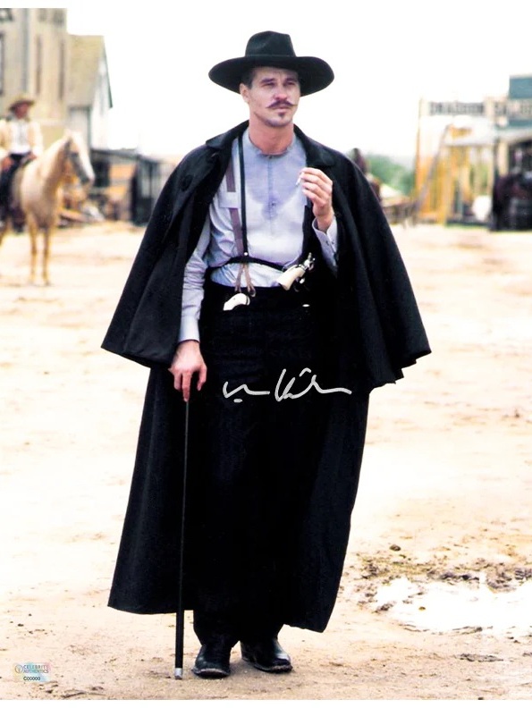 Val Kilmer Autographed Tombstone Doc Holliday 11x14 Scene Photo