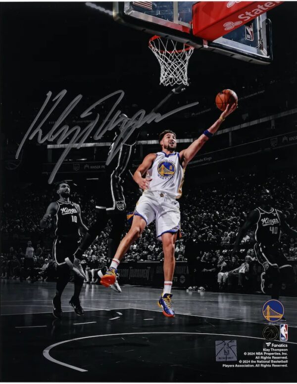 Klay Thompson Golden State Warriors Autographed 11" x 14" Layup vs. Sacramento Kings Spotlight Photograph