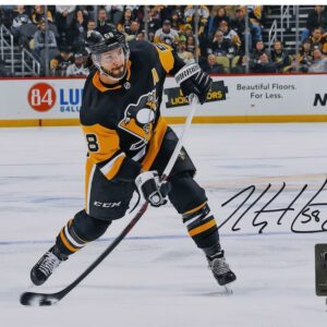 Kris Letang Pittsburgh Penguins Autographed 16" x 20" Black Jersey Shooting Photograph
