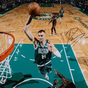 Kristaps Porzingis Boston Celtics Autographed 8" x 10" Dunk vs. Atlanta Hawks Photograph
