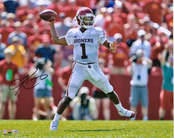 Kyler Murray Oklahoma Sooners Autographed 16" x 20" Jump Throwing Photograph