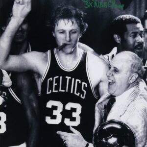 Larry Bird Boston Celtics Autographed 16" x 20" Cigar Celebration with Red Auerbach Photograph with "3x NBA Champ" Inscription - Limited Edition of 33