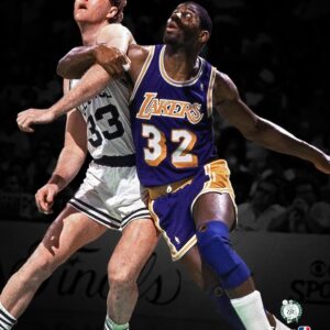 Larry Bird Boston Celtics Unsigned Battling vs. Magic Johnson Photograph
