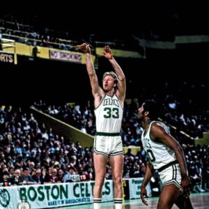 Larry Bird Boston Celtics Unsigned Jump Shot Photograph