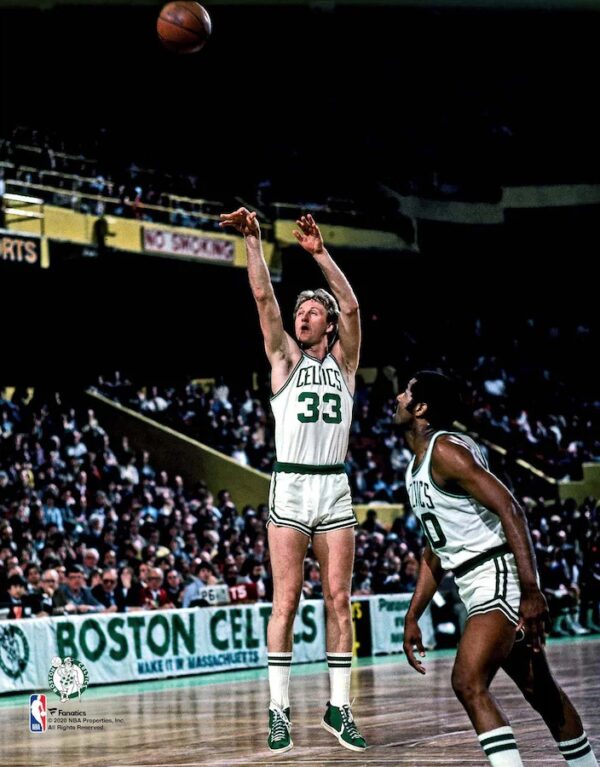 Larry Bird Boston Celtics Unsigned Jump Shot Photograph
