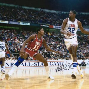Magic Johnson Los Angeles Lakers Autographed 16" x 20" vs. Isiah Thomas Photograph