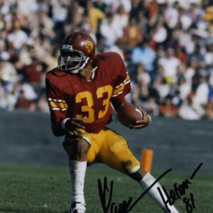 Marcus Allen USC Trojans Autographed 8" x 10" Cardinal Jersey Rushing Photograph with "Heisman 81" Inscription