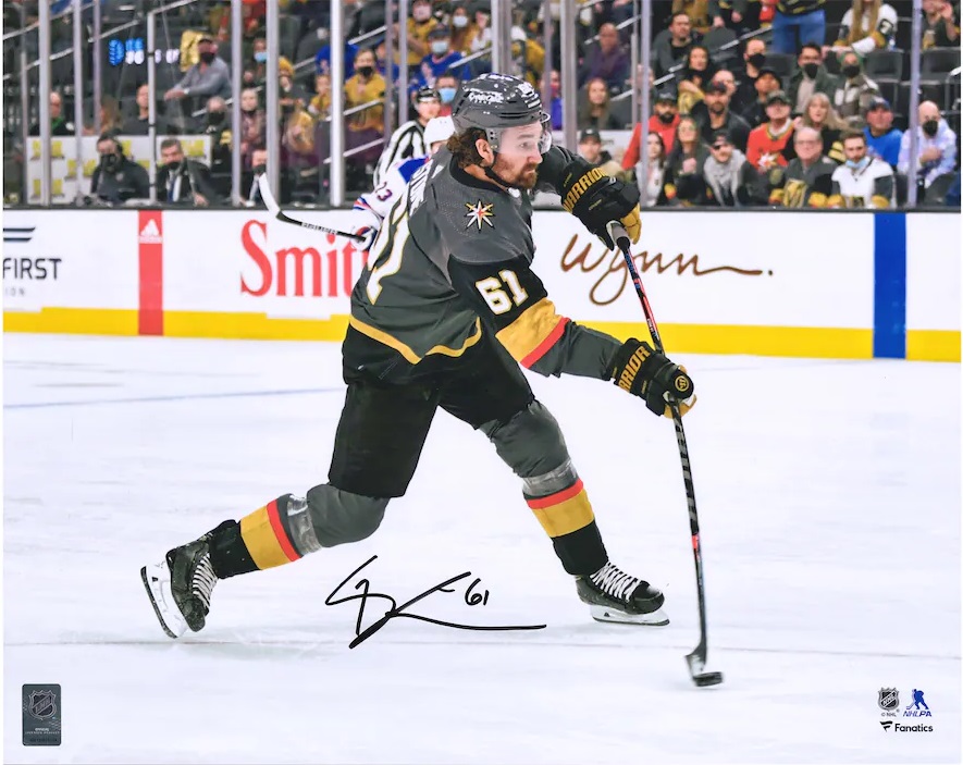 Mark Stone Vegas Golden Knights Autographed 16" x 20" Black Jersey Shooting Photograph
