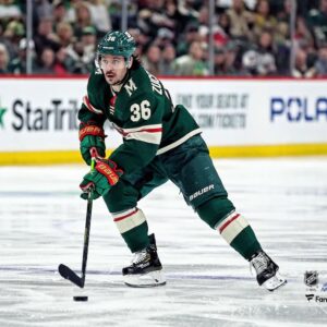 Mats Zuccarello Minnesota Wild Unsigned Skates with Puck in Game 1 of the 2022 Stanley Cup Playoffs First Round Photograph