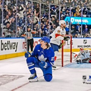 Matthew Knies Toronto Maple Leafs Unsigned 1st NHL Goal Celebration Photograph