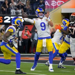Matthew Stafford Los Angeles Rams Unsigned Super Bowl LVI Game-Winning Touchdown Throw Photograph