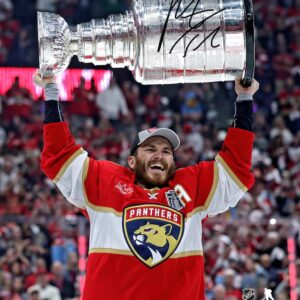 Matthew Tkachuk Florida Panthers Autographed 2024 Stanley Cup Champions 8" x 10" Raising Cup Photograph