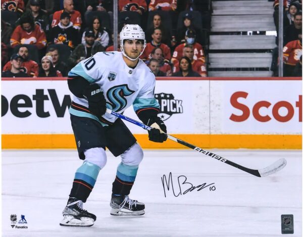 Matty Beniers Seattle Kraken Autographed 16" x 20" NHL Debut Photograph