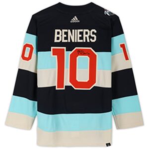 Matty Beniers Seattle Kraken Autographed 2024 Winter Classic adidas Authentic Jersey