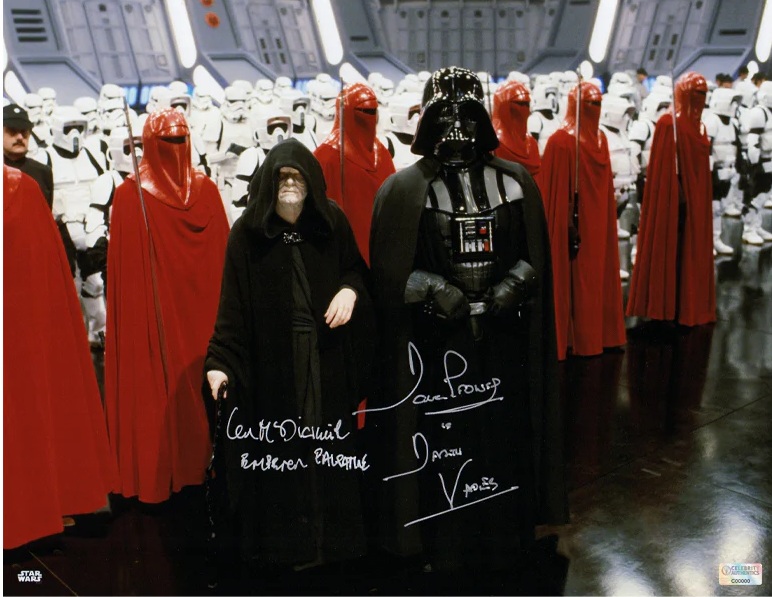 David Prowse and Ian McDiarmid Autographed Star Wars Darth Vader and Emperor Palpatine Death Star 11x14 Photo