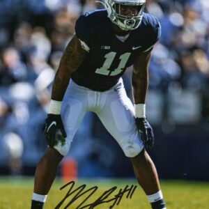 Micah Parsons Penn State Nittany Lions Autographed 8" x 10" Defensive Stance Blue Photograph