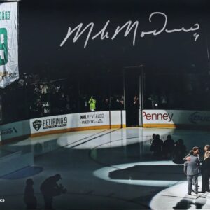 Mike Modano Dallas Stars Autographed 16" x 20" Jersey Retirement Night Photograph