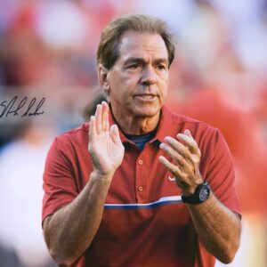 Nick Saban Alabama Crimson Tide Autographed 16" x 20" Clapping Photograph