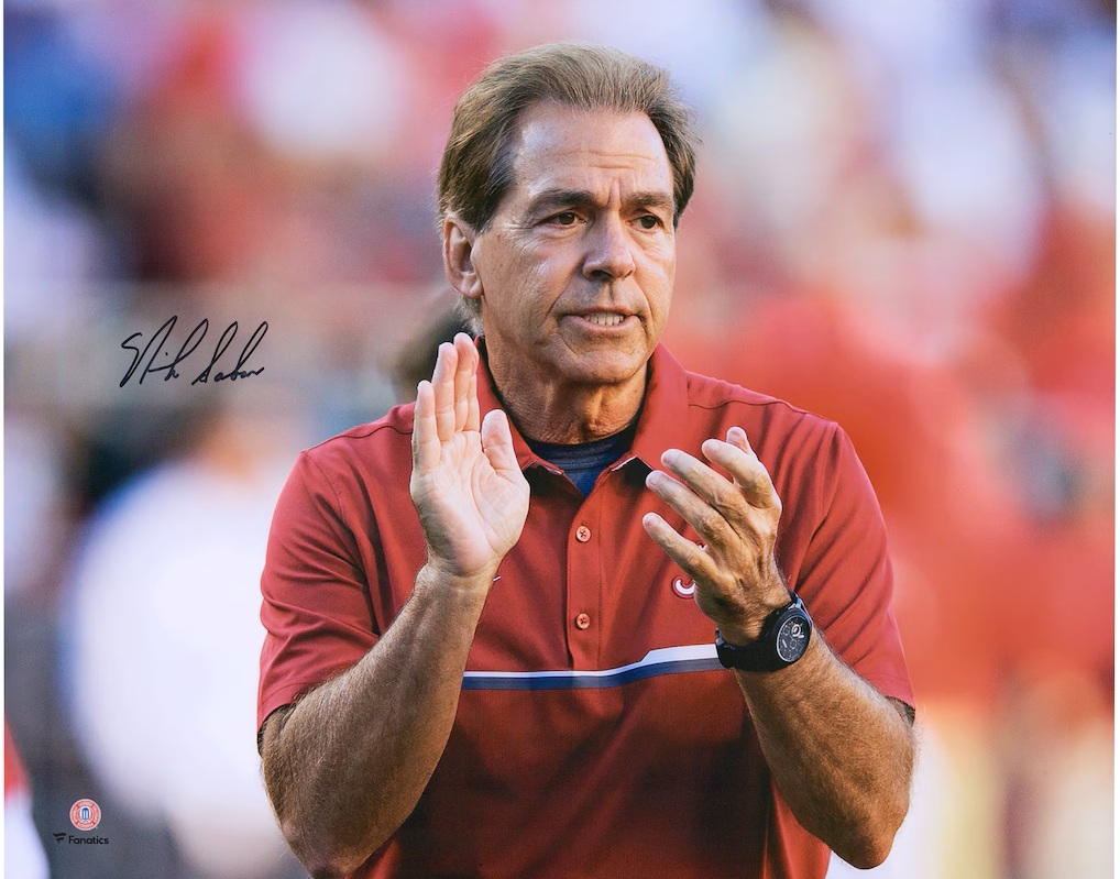 Nick Saban Alabama Crimson Tide Autographed 16" x 20" Clapping Photograph