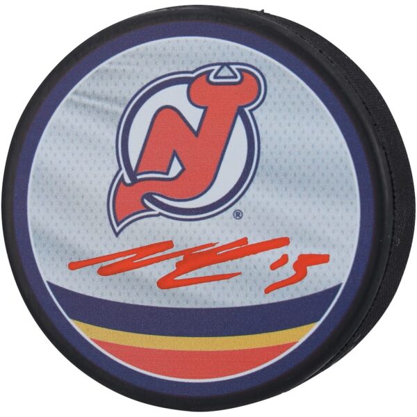 Nico Hischier New Jersey Devils Autographed 2022-23 Reverse Retro Hockey Puck