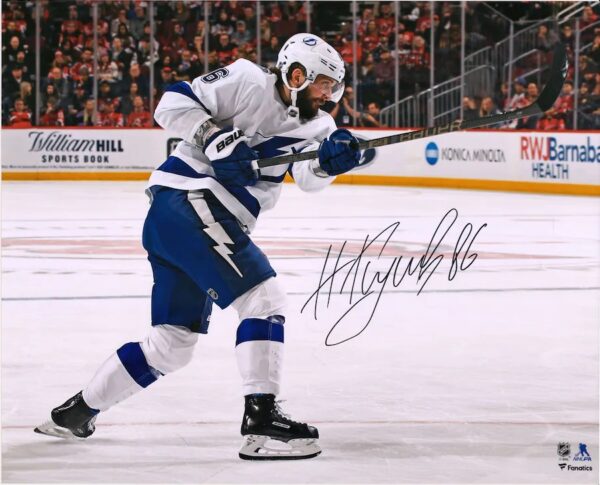 Nikita Kucherov Tampa Bay Lightning Fanatics Authentic Autographed 16" x 20" White Jersey Shooting Photograph