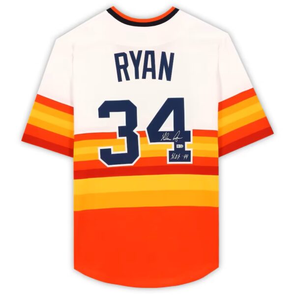 Nolan Ryan Houston Astros Autographed Rainbow Mitchell & Ness Authentic Jersey with "HOF 99" Inscription