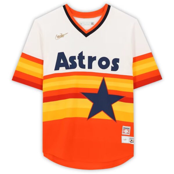 Nolan Ryan Houston Astros Autographed Rainbow Mitchell & Ness Authentic Jersey with "HOF 99" Inscription - Image 2