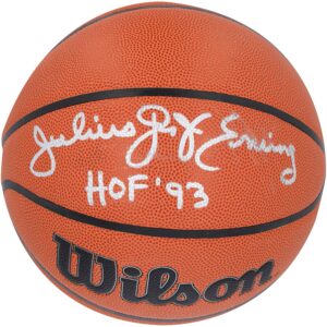 Julius Erving Philadelphia 76ers Autographed Wilson Authentic Series Indoor/Outdoor Basketball with "HOF 93" Inscription